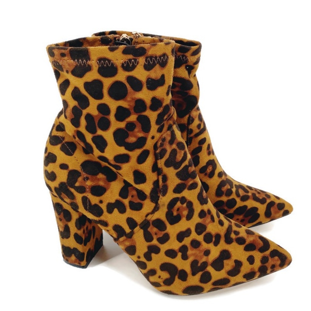 Catherine Malandrino Bodem Leopard Heeled Bootie Block Heel (Sz 7)
